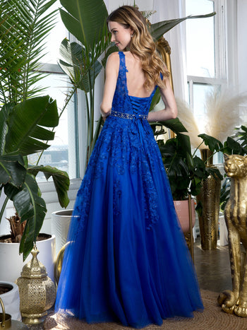 Eva USA 5232 Embellished Floral Embroidery A-Line Gown