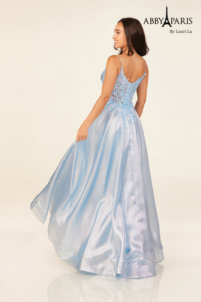 Radiant Metallic Sleeveless A-line Gown by Abby Paris 90290