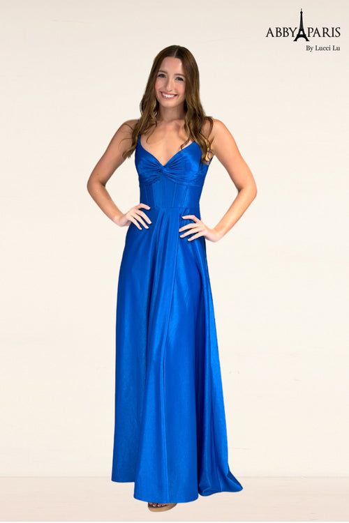 Abby Paris 90309 Sleeveless A-line Slit Evening Gown