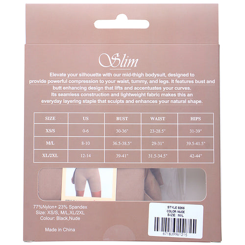 Slim Mid-Thigh Seamless Shapewear Bodysuit – Black or Nude