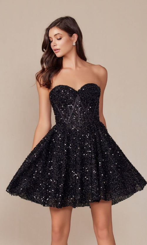 Impresionante vestido de fiesta con corsé de lentejuelas – Estilo A843