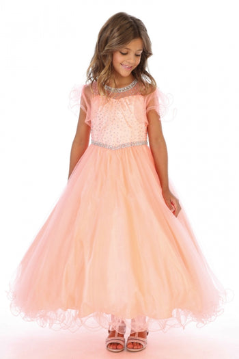 Vestido de desfile para niñas con escote de diamantes de imitación, sin mangas, con chaqueta, de AG5278