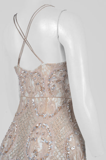 Aidan Mattox Halter-Style Embroidered Beaded Dress