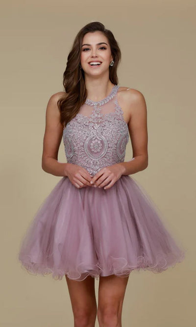 Vestido babydoll corto y elegante con cuentas para el regreso a casa – B652