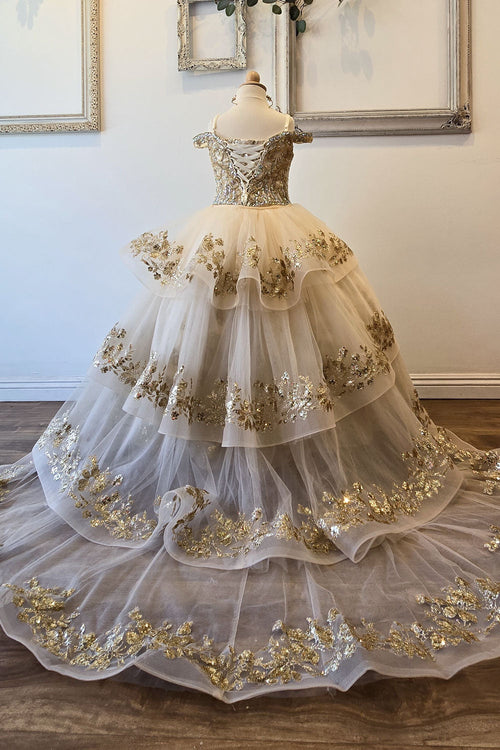 Girls Cold Shoulder Ball Gown by Bella Princess PK1041