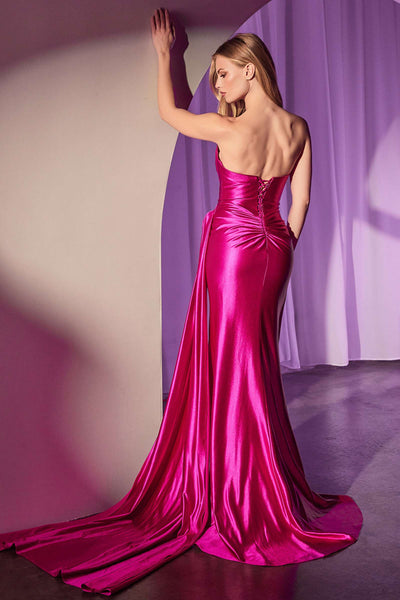 Ladivine CD379 Strapless Satin Gown for Elegance