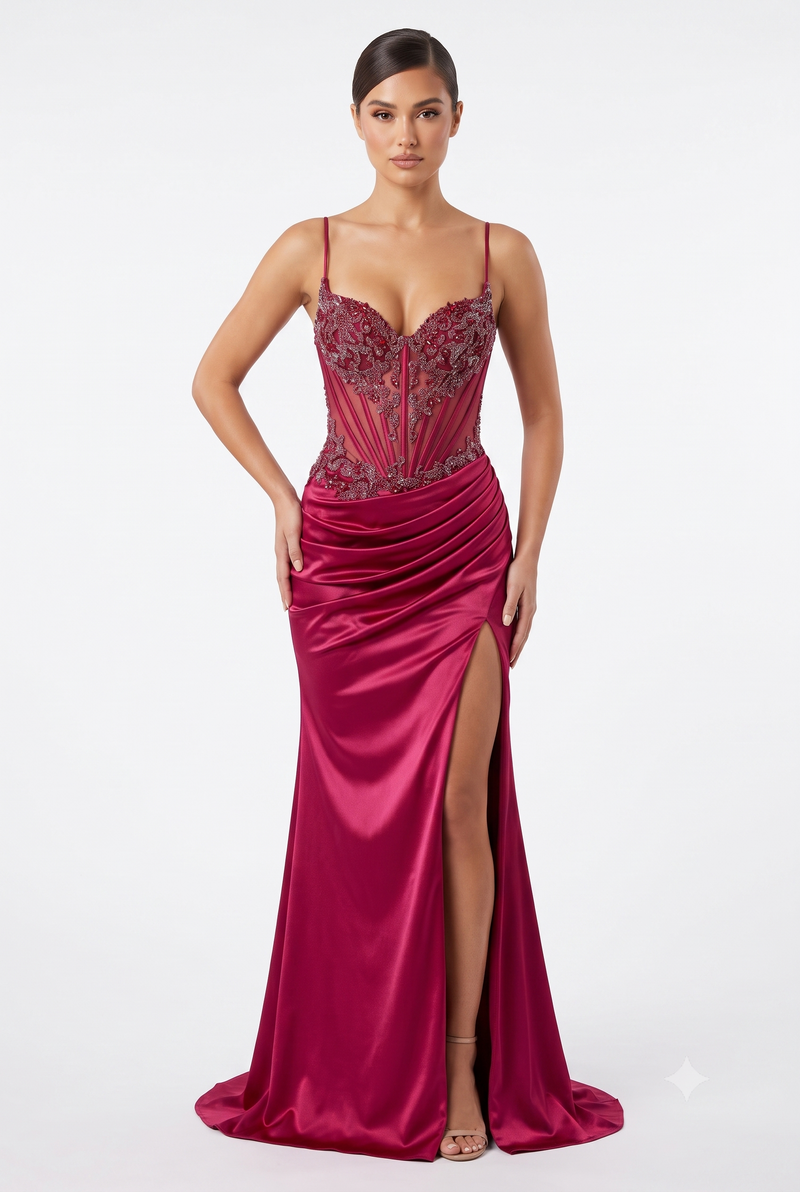 bridesmaid dress shops in ct Spaghetti Strap Mermaid Satin by CT-2713 2713 beaded corset mermaid Women's, Sun dresses, Buffalo Color:DeepPink online-W4