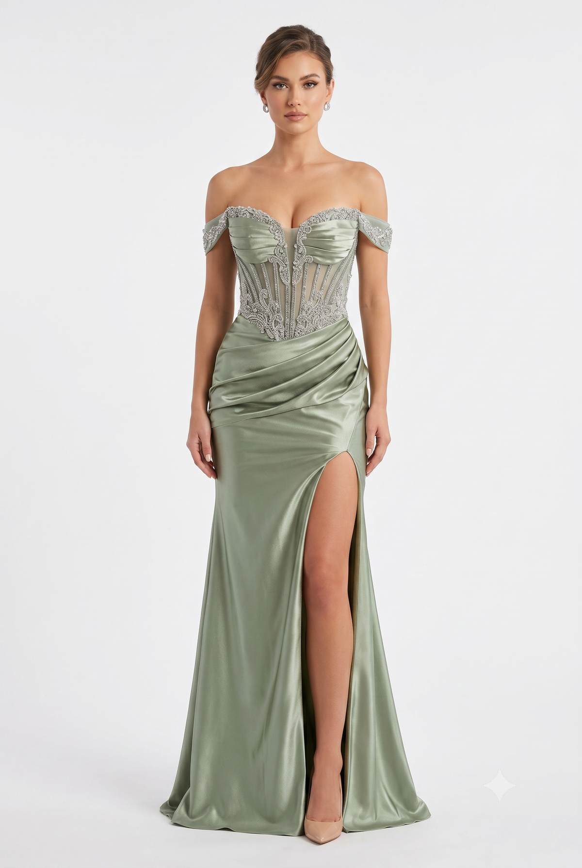 Strapless Corset Mermaid Prom Dress with Rhinestone Beading & Lace-Up Back Evening Gown by CT-2714