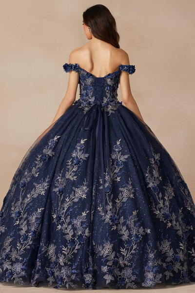 Blue And Gold Quinceanera Dresses | Ball Gown by 1447