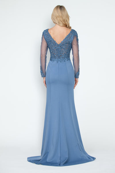 Vestido de noche de manga larga para madre de la novia con cuentas Lenovia 8323 - Nueva colección