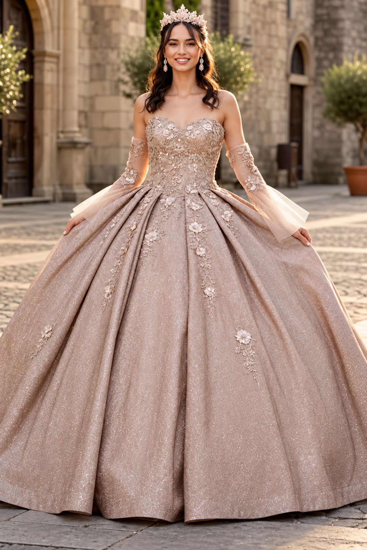 Blue And Gold Ball Gown by Elizabeth K GL1912