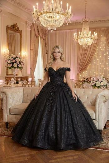 Layla K LK154 Off Shoulder Floral Applique Quinceanera Ball Gown