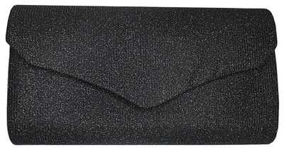Sparkly Envelope Clutch Purse – Black Gold or Silver | HBG-105240S