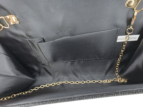 Cartera de mano tipo sobre con brillos – Negro, dorado o plateado | HBG-105240S