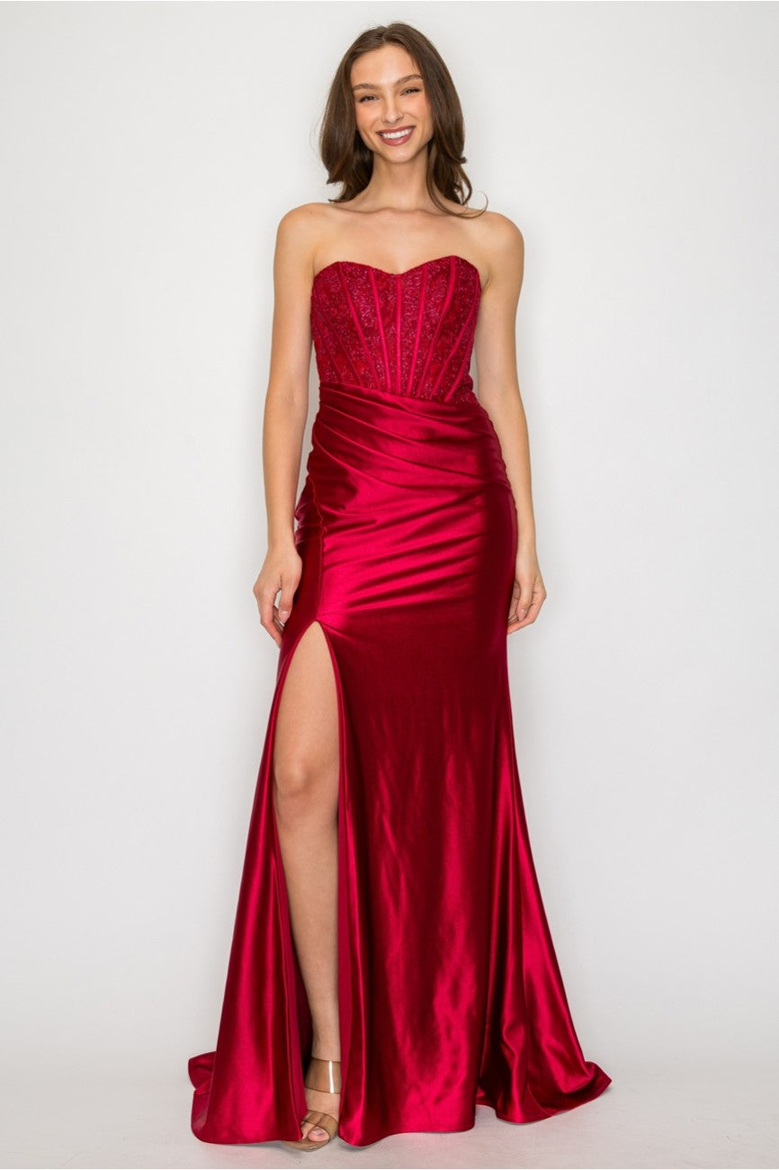 Prom Dresses Prom Long Formal Evening Lace Dress Burgundy