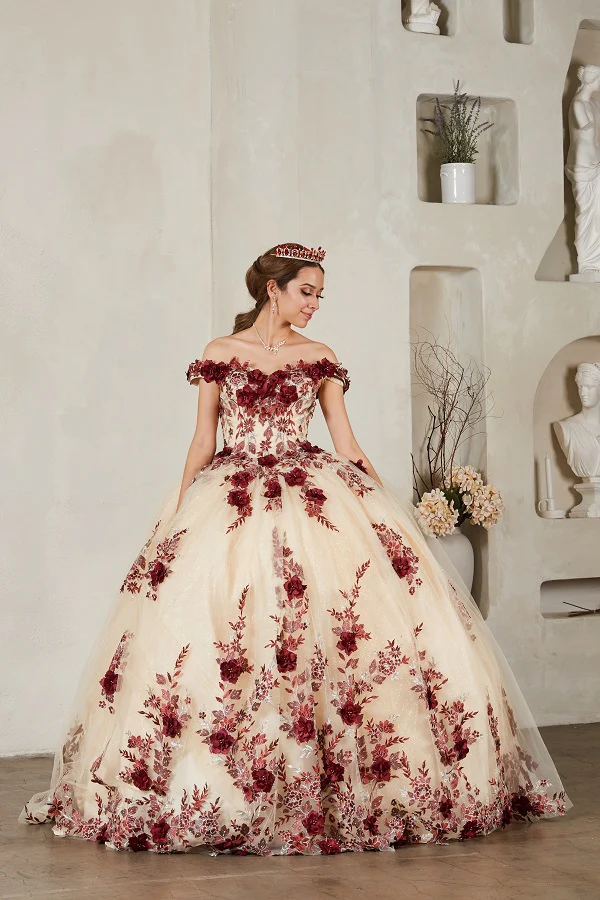 3D Floral Off-Shoulder Ball Gown by Calla SCL30036