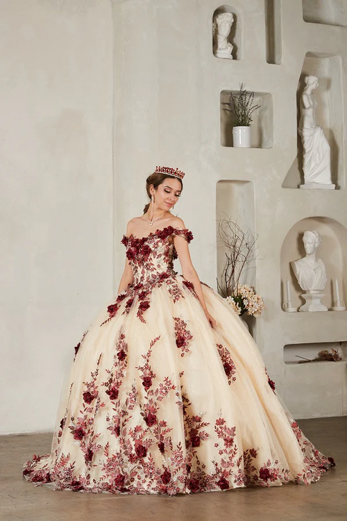 3D Floral Off-Shoulder Ball Gown by Calla SCL30036