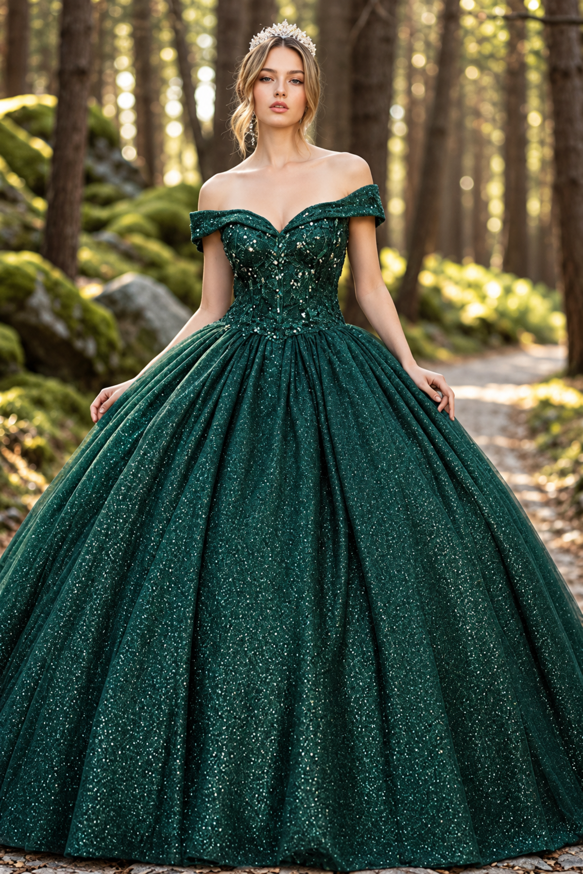 Sweet 16 Birthday Party Dress in Hunter Green Style LK151 Ball Gown