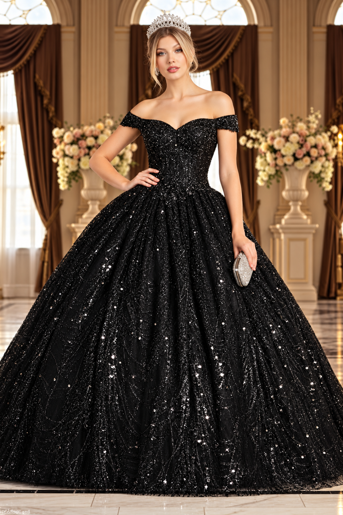 Sweet 16 Birthday Party Dress in Black Style LK153 Ball Gown