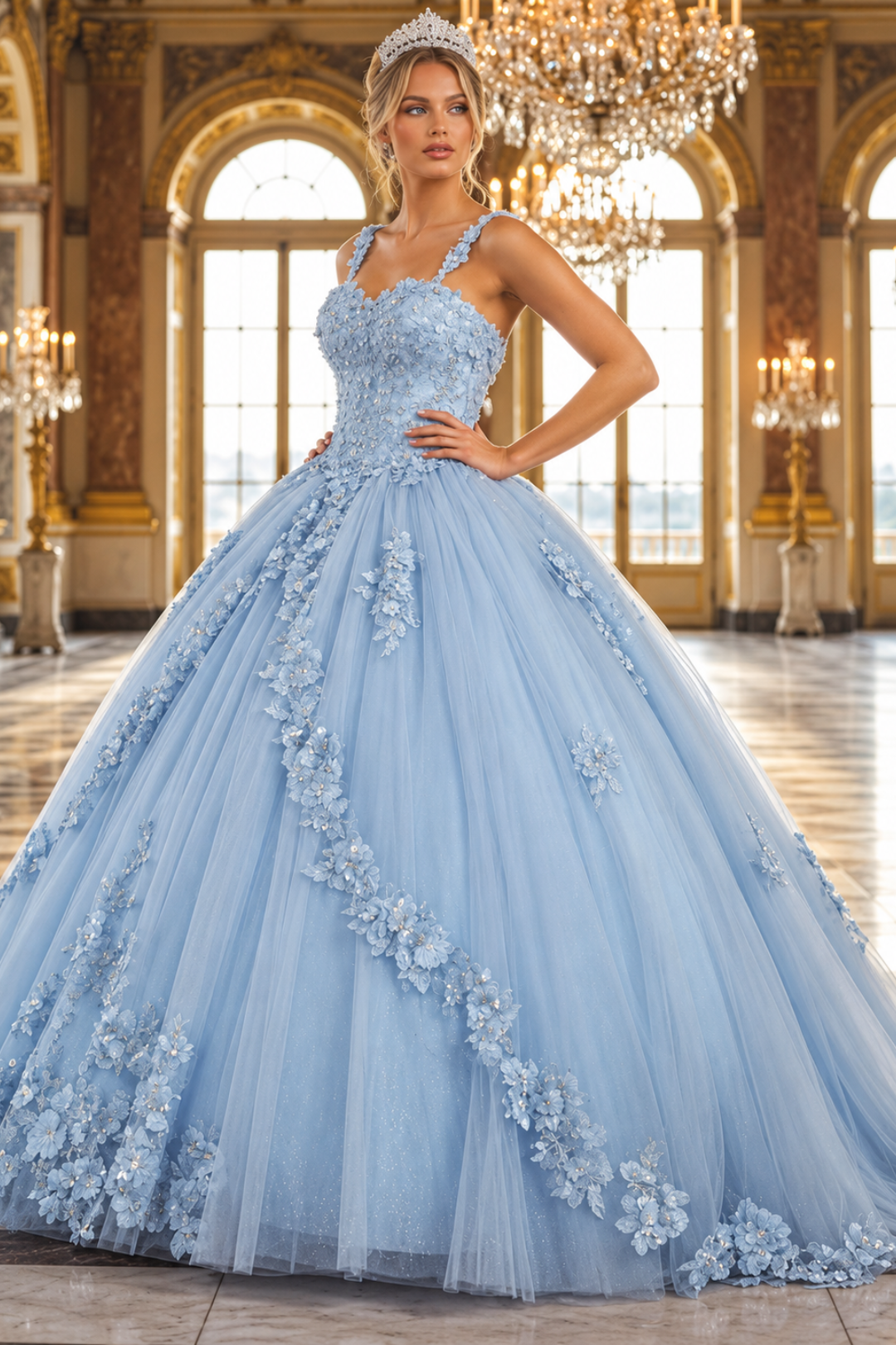 Sweet 16 Birthday Party Dress in Baby Blue Style Ball Gown