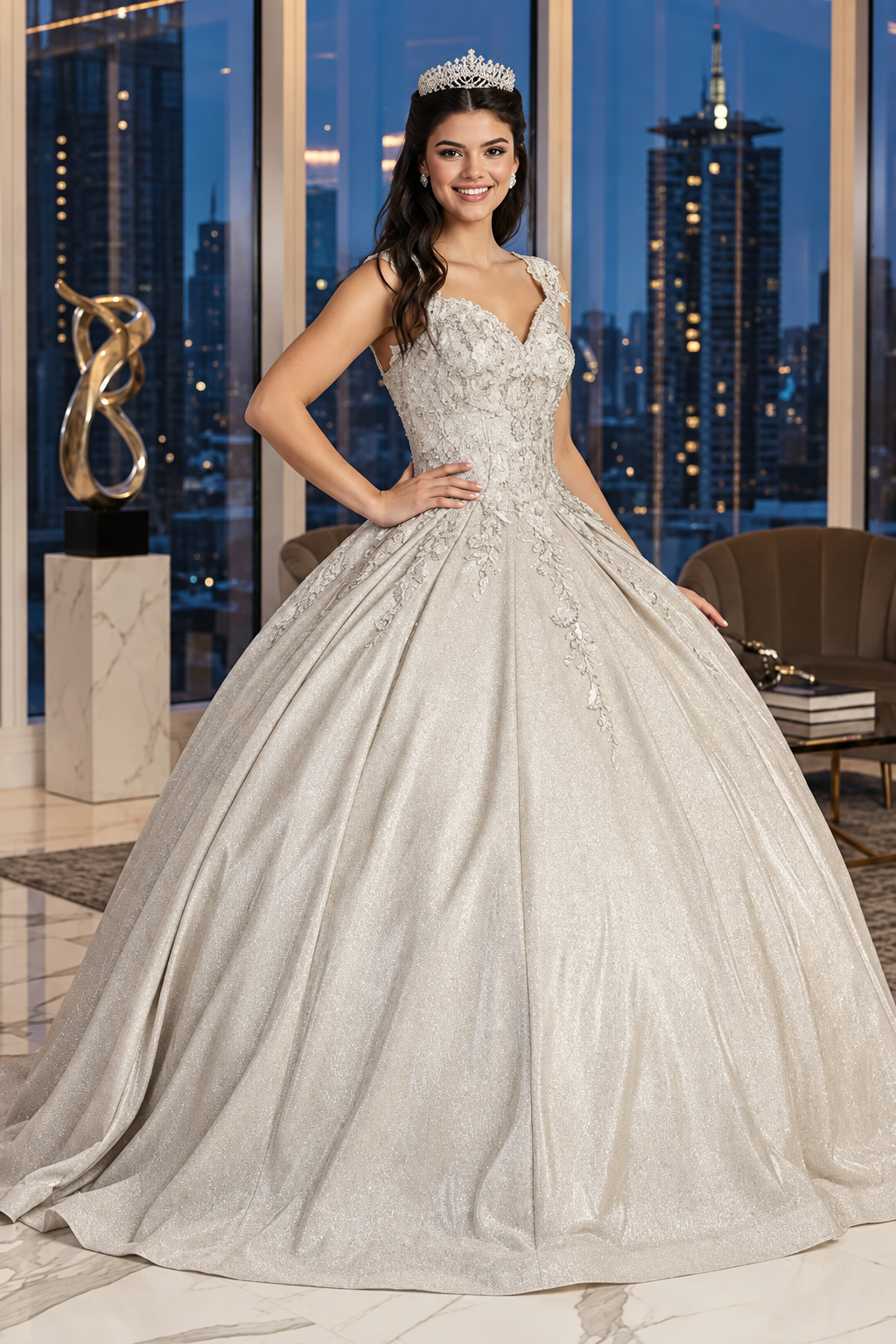 Sweet 16 Birthday Party Dress in Champagne Style Ball Gown