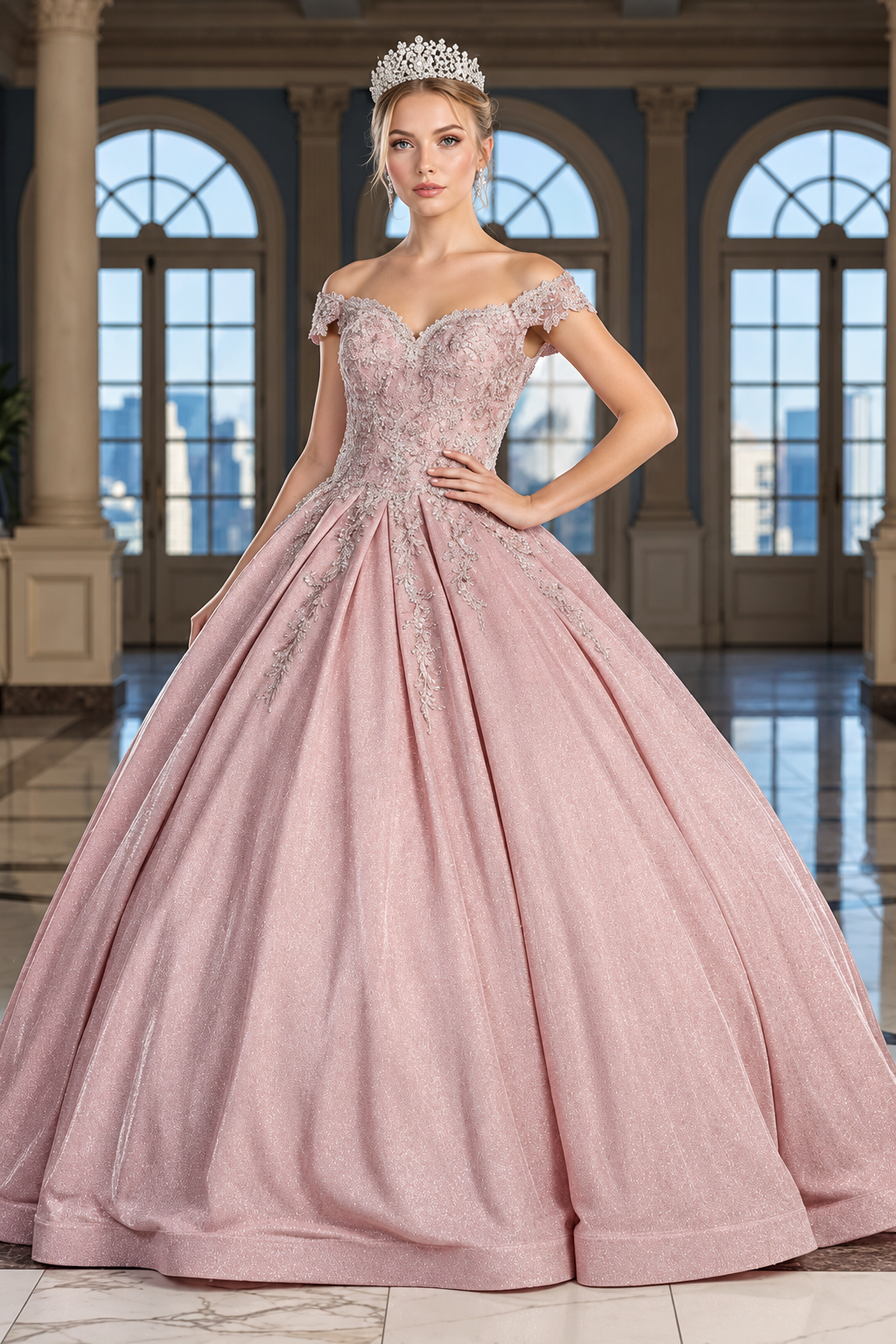 Sweet 16 Birthday Party Dress in Dusty Rose Style Ball Gown