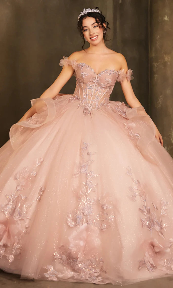 Layla K LK270 Off-Shoulder Floral Applique Ball Gown Quinceañera Dress-New Collection