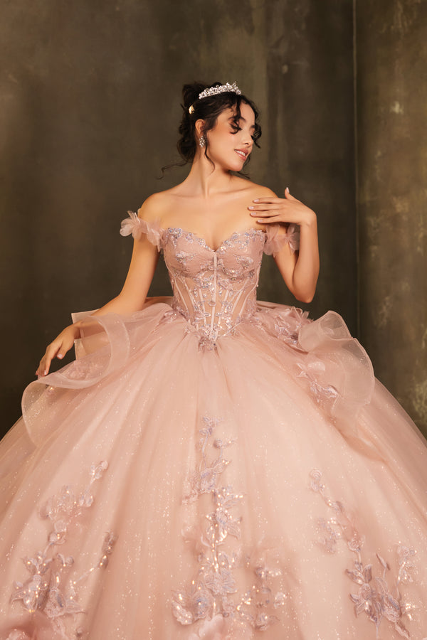 Layla K LK270 Off-Shoulder Floral Applique Ball Gown Quinceañera Dress