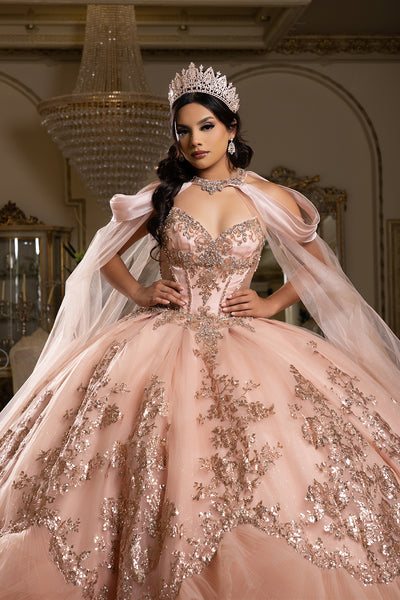 Luxury Ball Gown Quinceañera Dress with Glitter Tulle Skirt & Beaded Corset By Layla K LK284