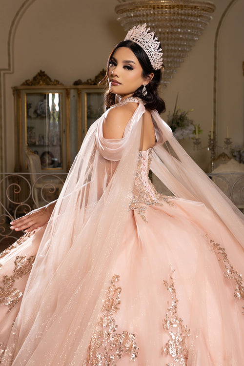 Luxury Ball Gown Quinceañera Dress with Glitter Tulle Skirt & Beaded Corset By Layla K LK284