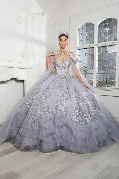 Luxury Ball Gown Quinceañera Dress with Glitter Tulle Skirt & Beaded Corset By Layla K LK284
