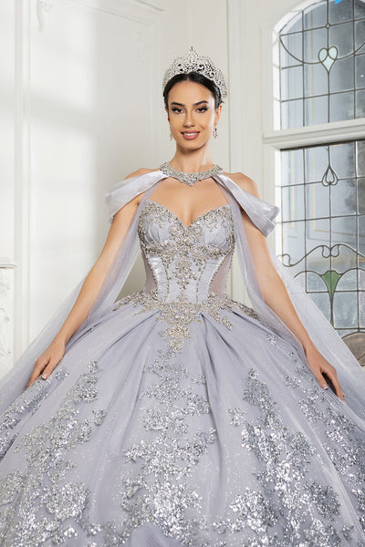 Luxury Ball Gown Quinceañera Dress with Glitter Tulle Skirt & Beaded Corset By Layla K LK284