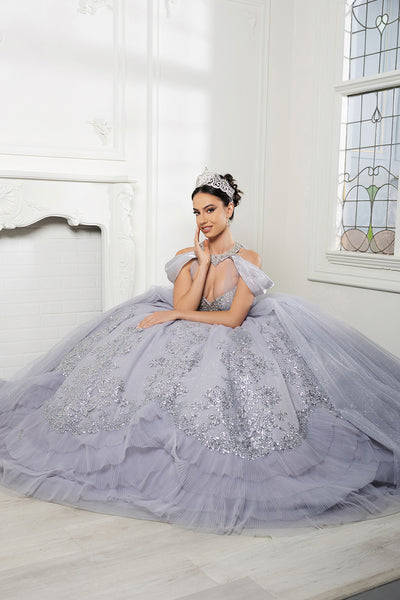 Luxury Ball Gown Quinceañera Dress with Glitter Tulle Skirt & Beaded Corset By Layla K LK284