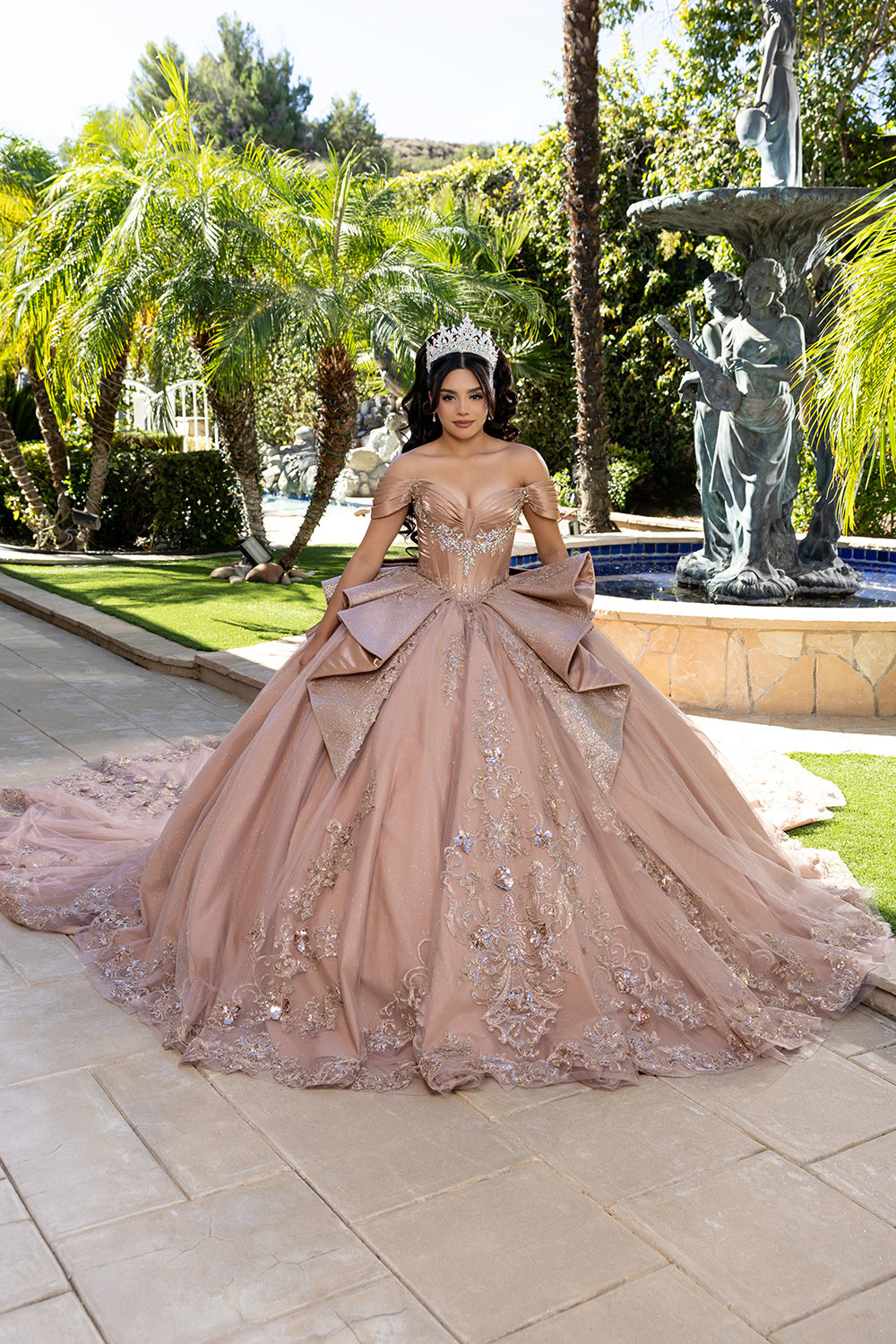 Layla K CINNAMON Glitter Tulle, Satin, Lace Appliqué Ball Gown Quinceanera Dresses
