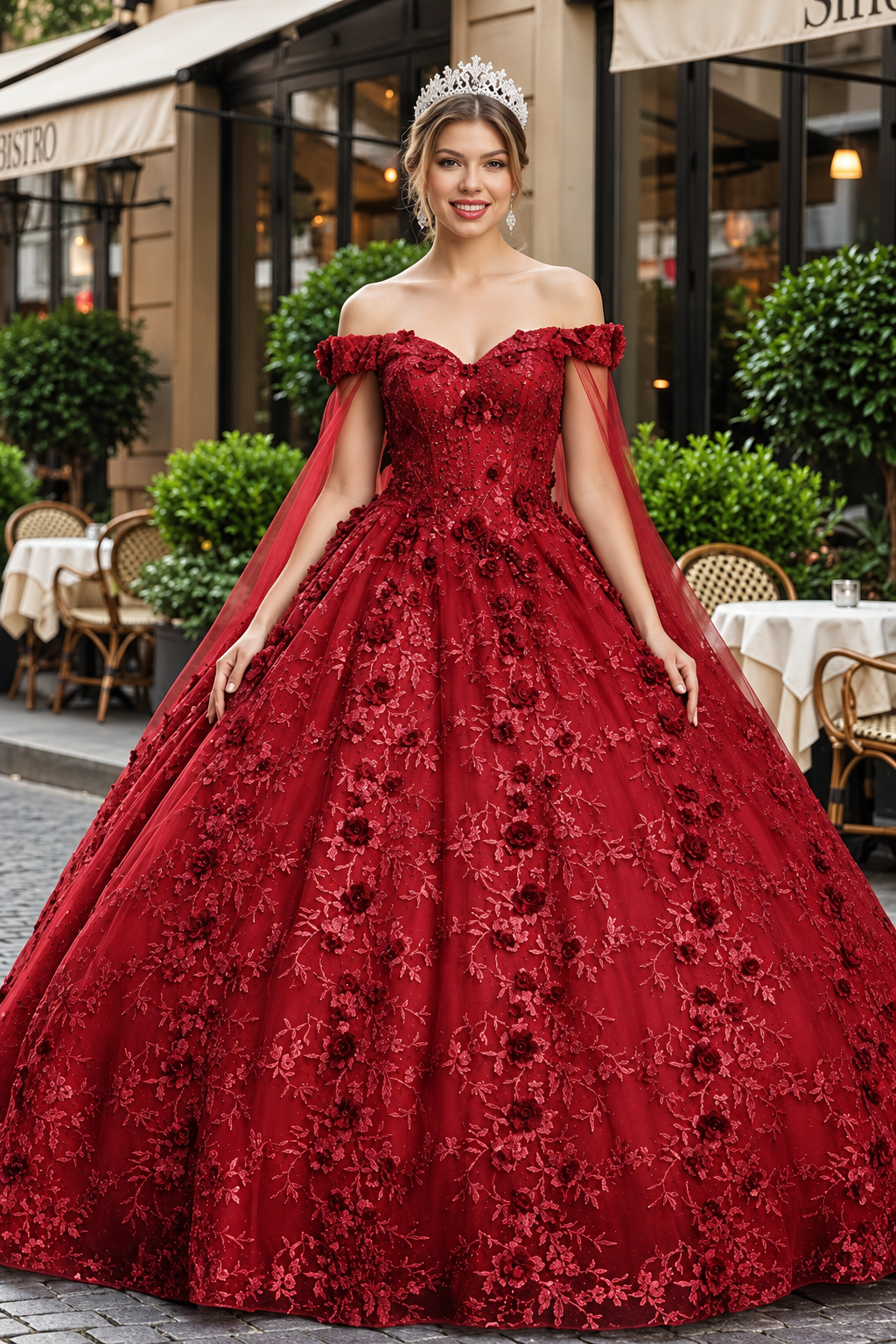 Sweet 16 Birthday Party Dress in Burgundy Style Ball Gown
