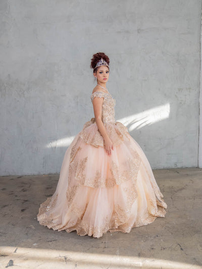 Applique Off-Shoulder Layered Ball Gown by Calla WB20525