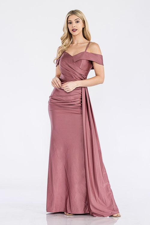 Formal Dress Off The Shoulder Pleated Ruched Prom Gown By Lenovia 5320-New Collection