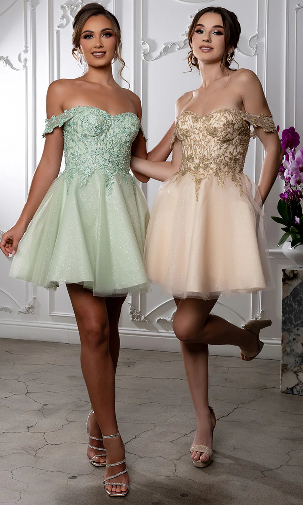 May Queen BABYBLUE Glitter Tulle with Lace Appliqué Bodice A-Line Short Homecoming Dress
