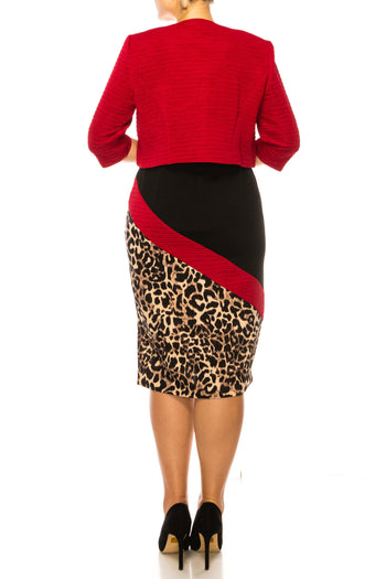 Maya Brooke Asymmetrical Animal Print Jacket Dress