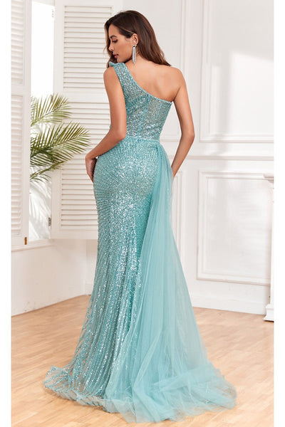 High Couture NR2303 Fitted Long Overskirt Beaded Formal Sequin Evening Dress