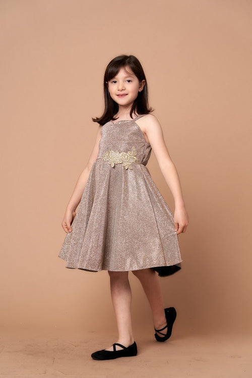 Girls Glitter Sleeveless Short Dress by Calla D818