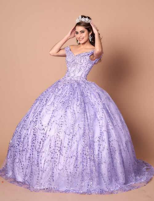 Appliqué Off-Shoulder Cape Ball Gown by Calla SCL30003