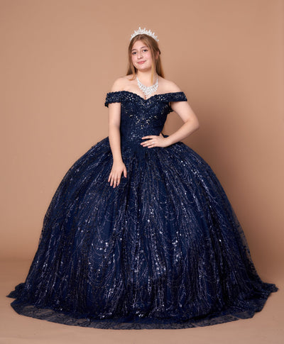 Appliqué Off-Shoulder Cape Ball Gown by Calla SCL30003
