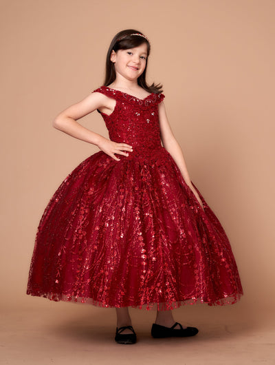 Girls Off Shoulder Cape Gown by Calla SCK303