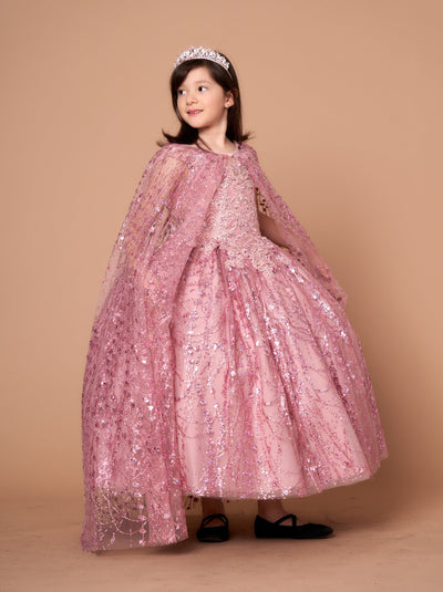 Girls Off Shoulder Cape Gown by Calla SCK303