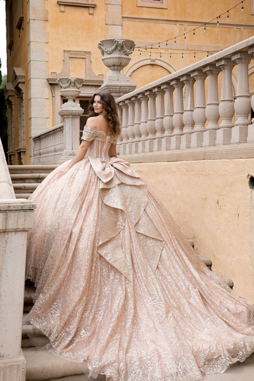 Off Shoulder Corset Ball Gown by Bella Princess PQ1087