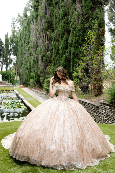 Off Shoulder Corset Ball Gown by Bella Princess PQ1087
