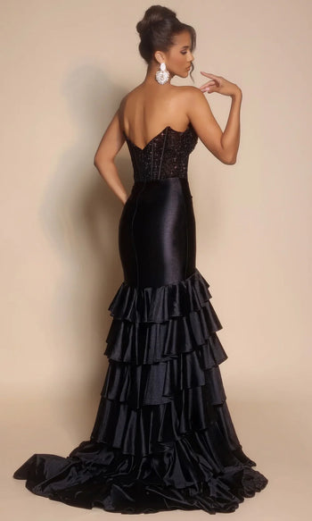 Portia and Scarlett PS26141 Long Sweetheart Mermaid Satin Corset Bodice Prom Dress
