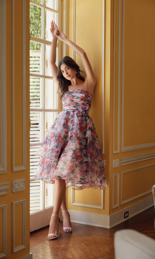 Nox Anabel Q842 Trendy Strapless Midi Dress for Hoco