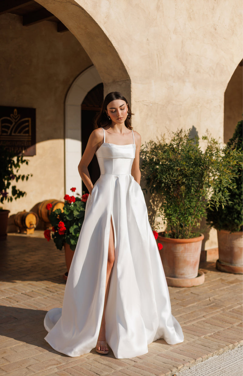 Tina Holly TK241 Long Ball Gown Simple A Line Wedding Dress main image 0